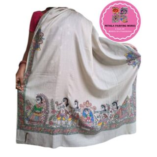 Madhubani Handpainted Cotton Dupatta